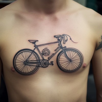 Bicycle Aero Handle Bar Tattoo on the Left Chest