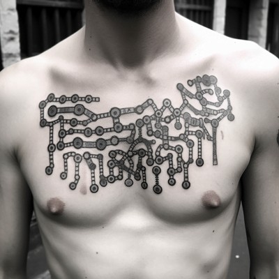 Bicycle Chain Tattoo on the Right Chest