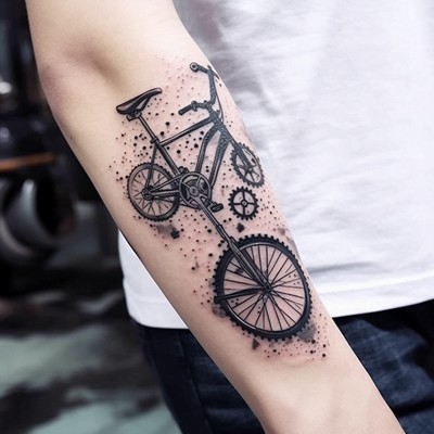 Bicycle Drive Train Tattoo on the Forearm