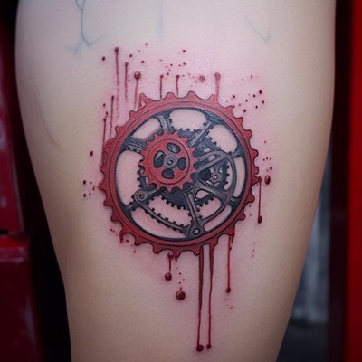 Bicycle Sprocket with the Blood Stains Tattoo