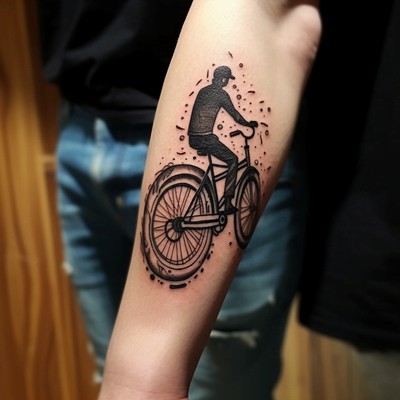 Bicycle Tattoo Dedicated to the Father on the Arm